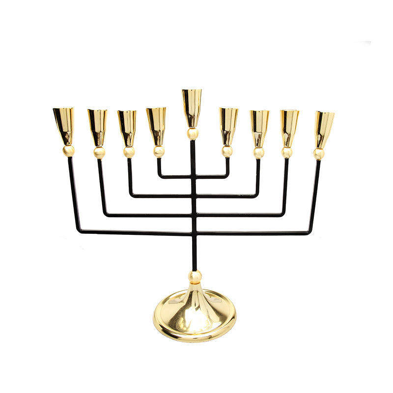 Black and Gold Straight Cut Hanukkiah