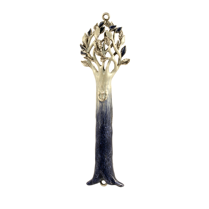 Blue Tree Mezuzah Case
