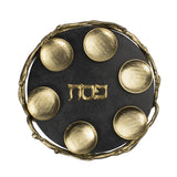 Black and Gold Marble Seder Plate