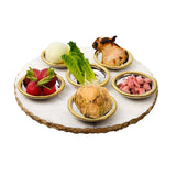 Round Marble Seder Plate with 6 Bowls