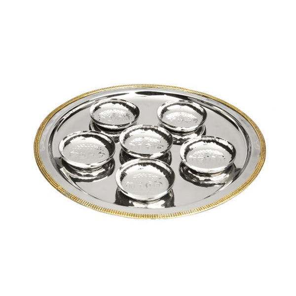 Stainless Steel Seder Plate with 6 Bowls