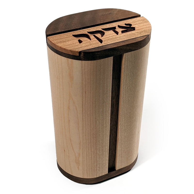 Tzedakah Box in Laser Cut Wood Oval Shape