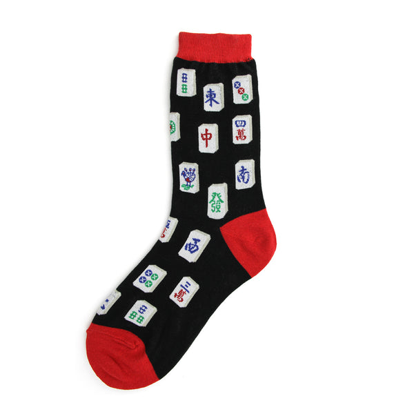 Women's Socks Black with Mahjong Tiles