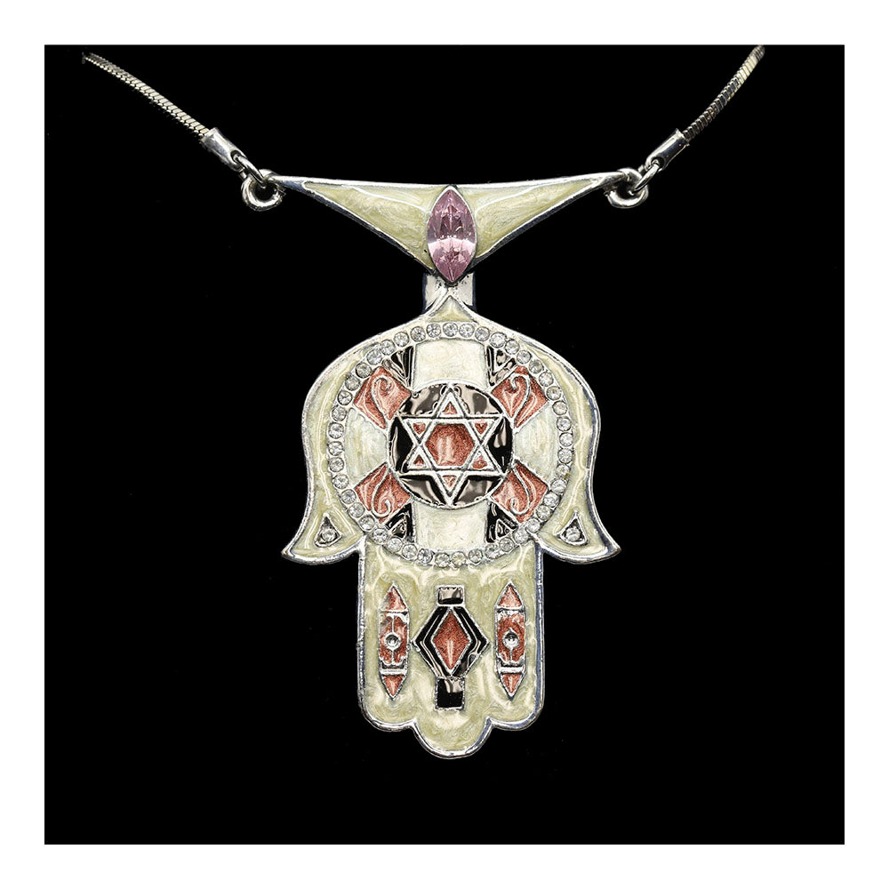 Buy A Unique Hamsa and Star of David Necklace, Silver & Opal |  Israel-Catalog.com