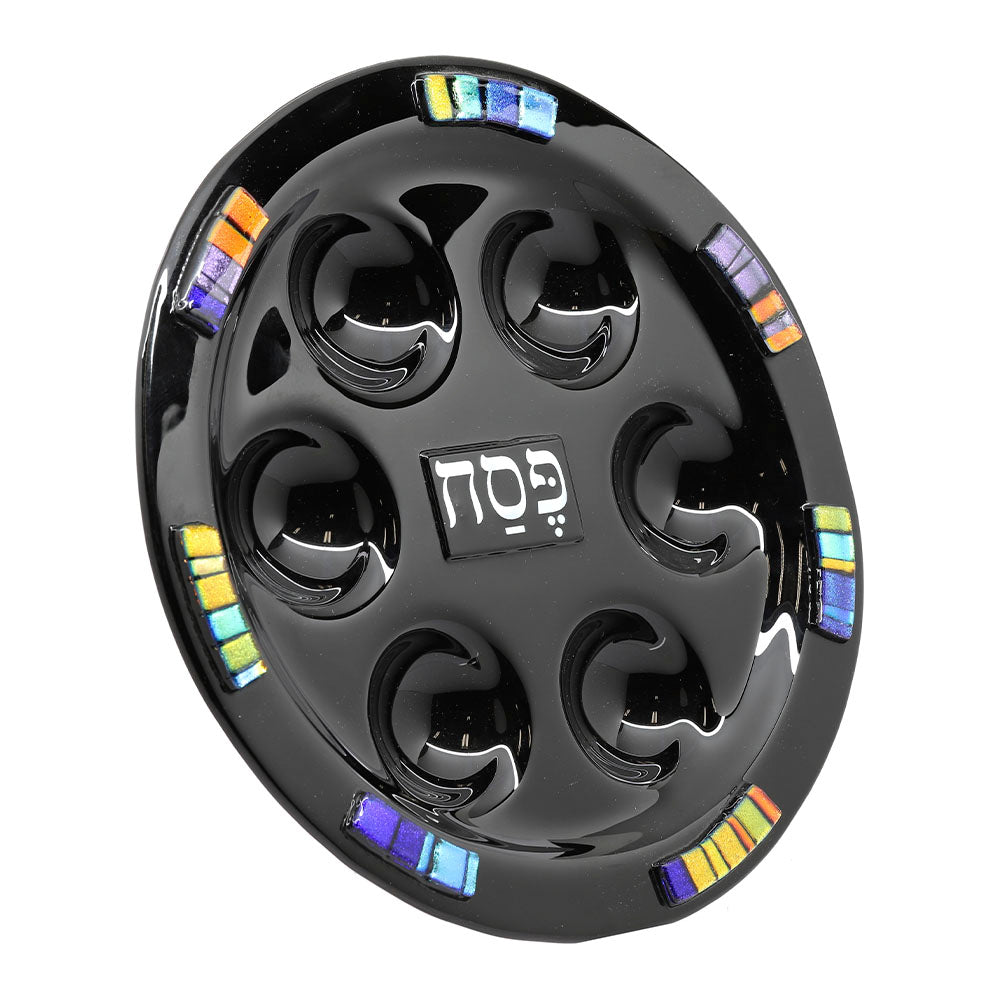 Black Glass Seder Plate by Daryl Cohen