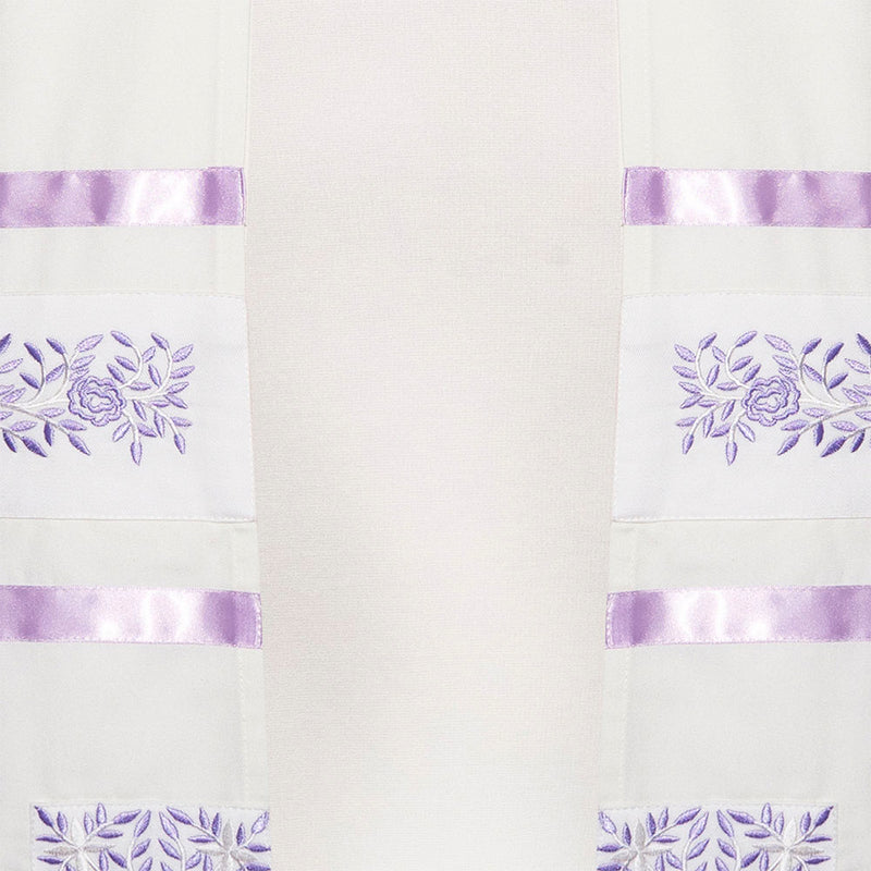 Tallit in Cotton with Silk Ribbon in Lavender