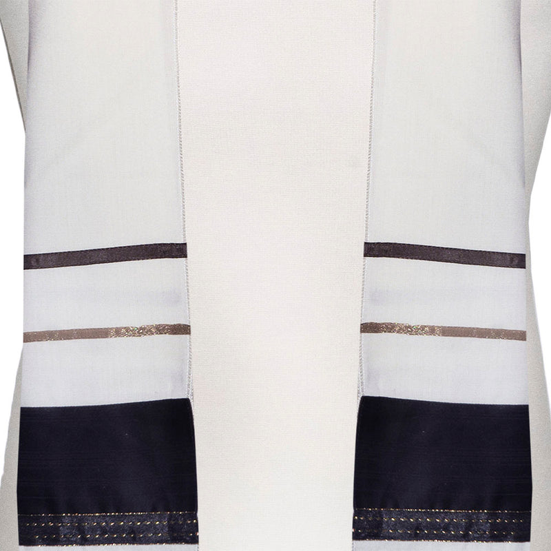 Tallit Set With Black and Gold on Ivory
