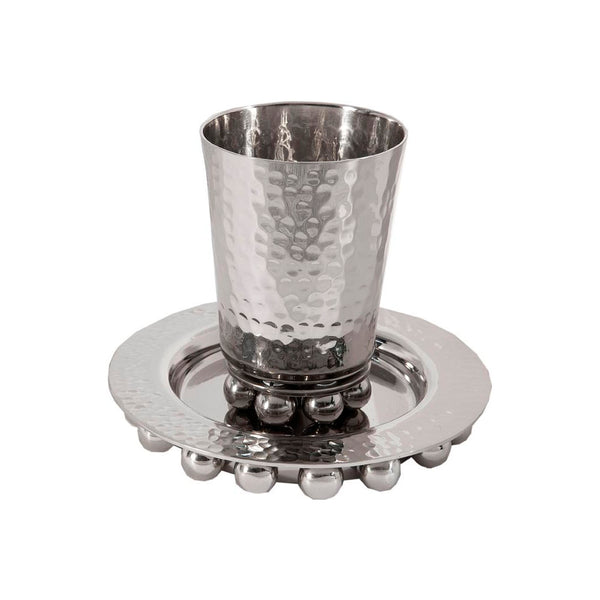 Kiddush Cup Set - Hammered Aluminum by Emanuel