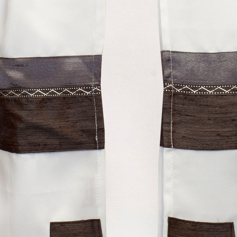 Tallit Set Charcoal Gray and Brown Trim