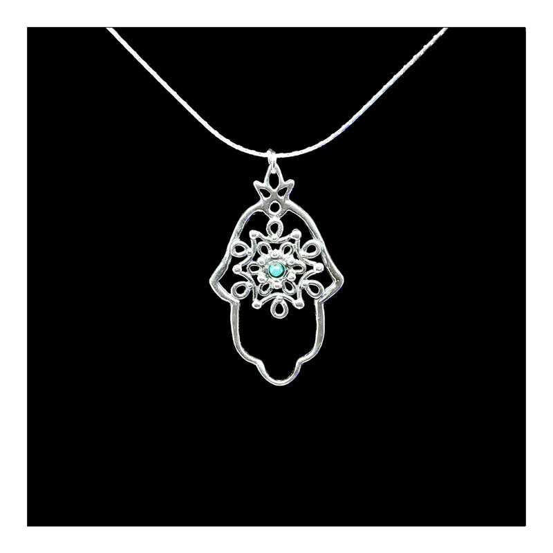 Hamsa with Flower Palm Necklace