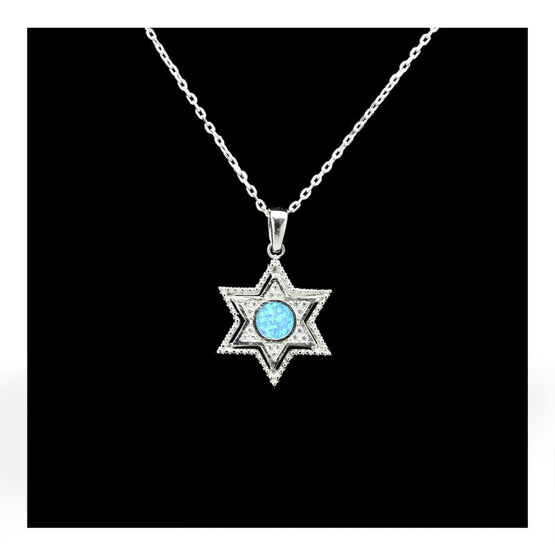 Star of David with Opal Necklace
