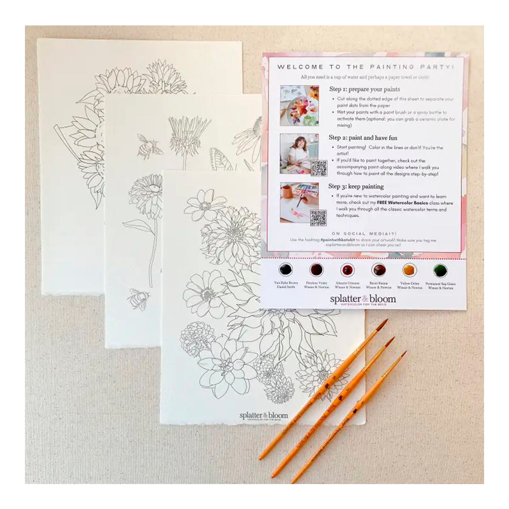Watercolor Painting Kit, Fall Florals