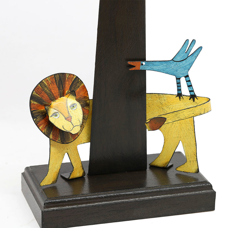 Artisan Handmade Tree Flanked by Lion Hanukkiah