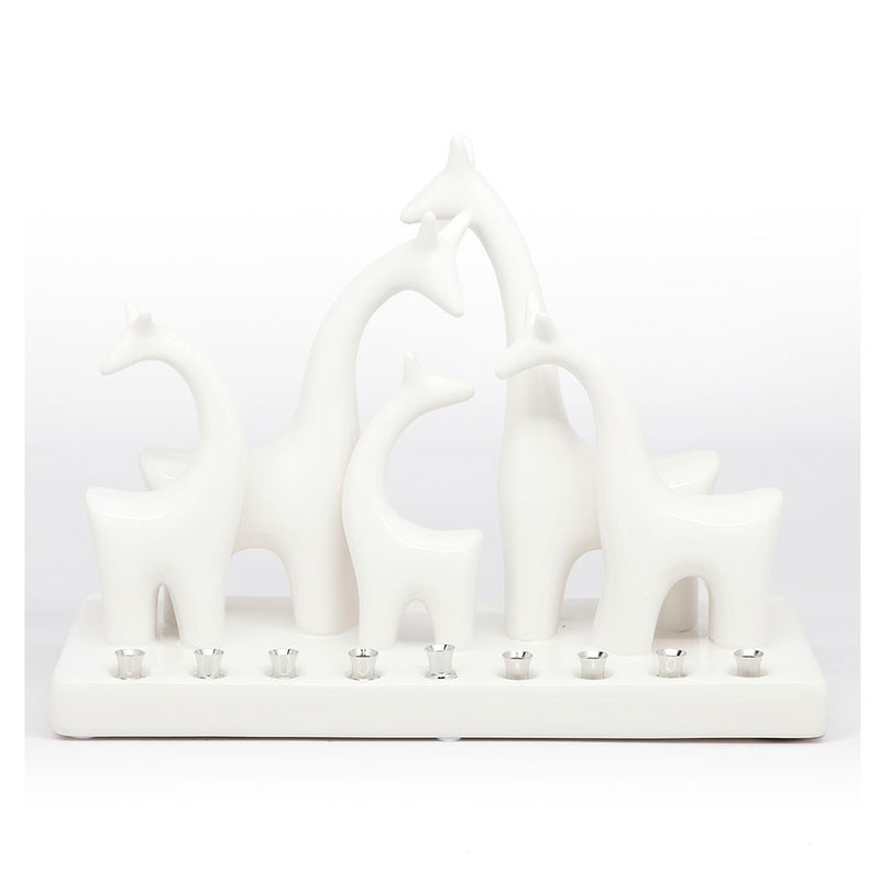 The Serenheti Refuge Ceramic Giraffe Family Hanukkiah