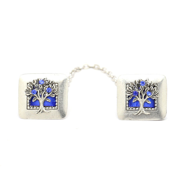 Tallit Clips with Tree of Life on Blue