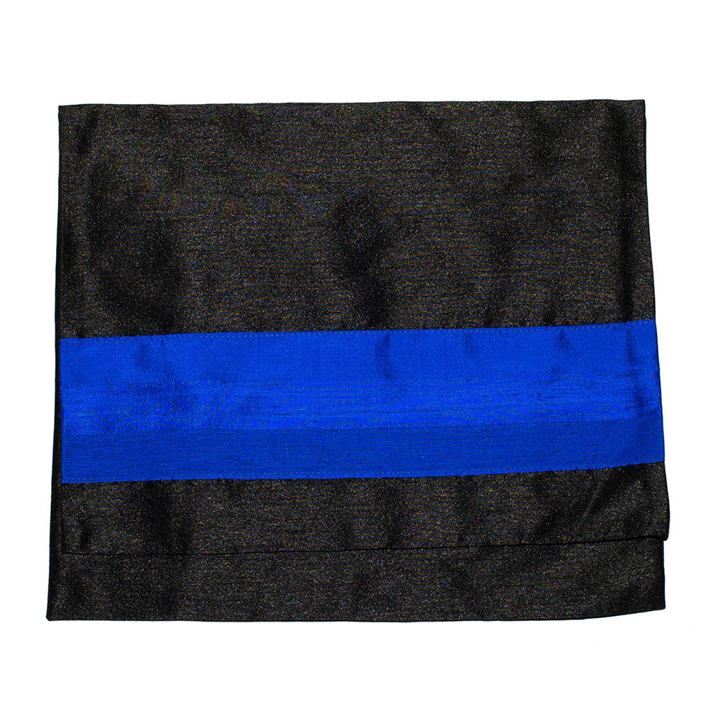 Black and Royal Blue Ribbons on Cream Tallit and Bag