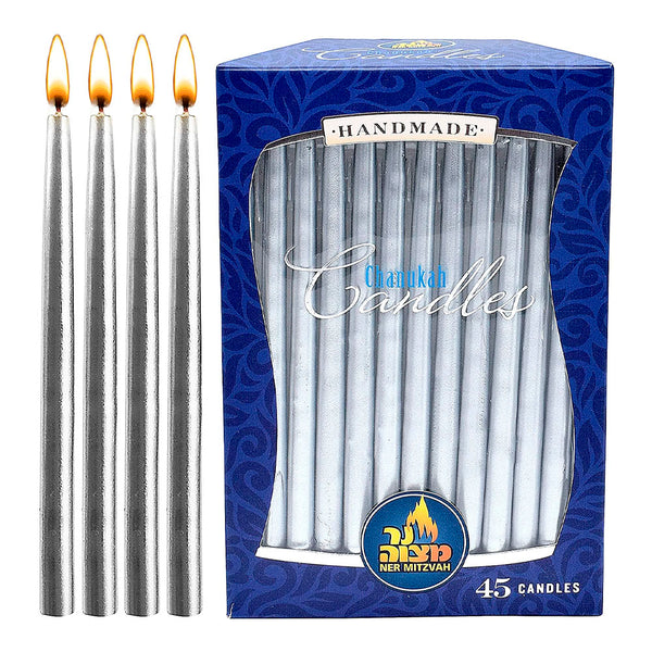 Metallic Silver Hanukkah Candles