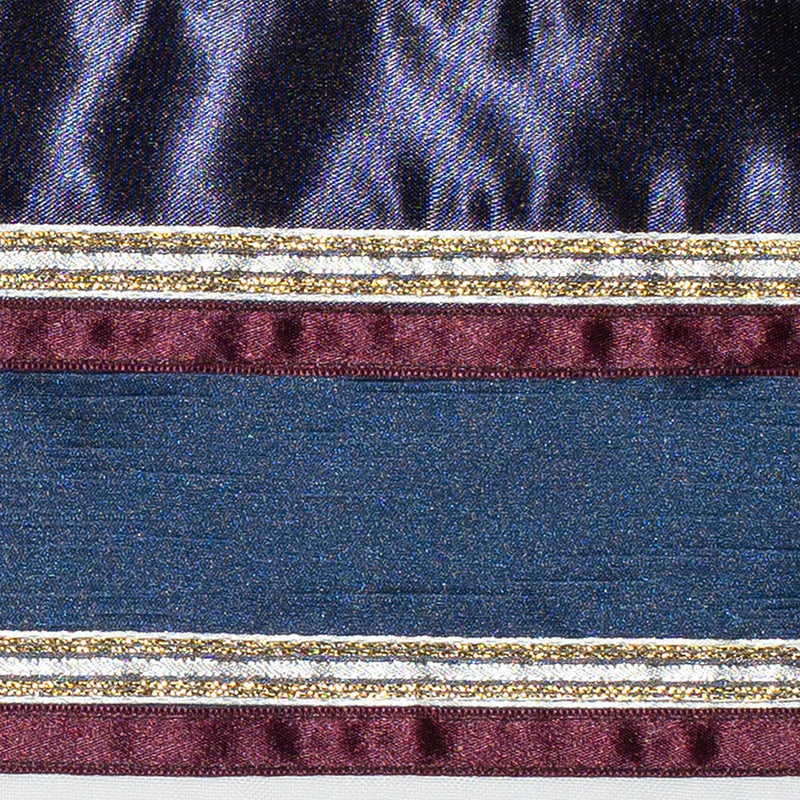 Tallit set with Blue, Purple, Maroon and Gold Ribbon