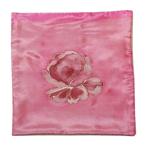 Tallit Set Handpainted Silk Pink Flowers