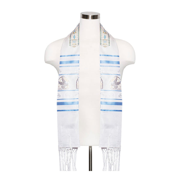 Tallit with Dove in Light Blue