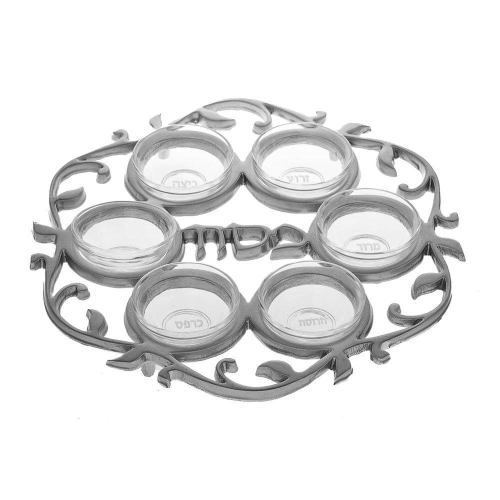 Seder Tray with Glass Inset Bowls