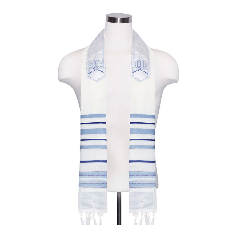Assorted Wool Tallit with Blue Stripes