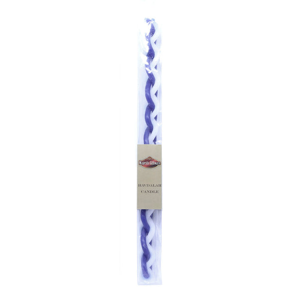 Havdalah Candle in White and Blue Round