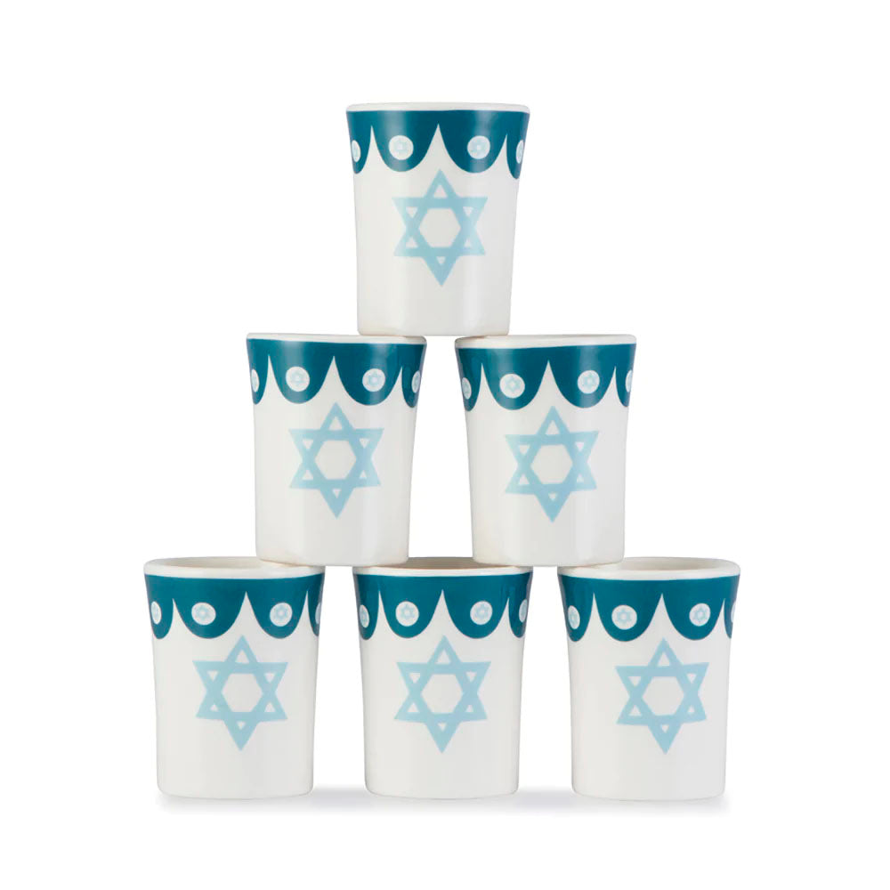 Mazel Tov Set of 6 Kiddush Cup by Chai Modern