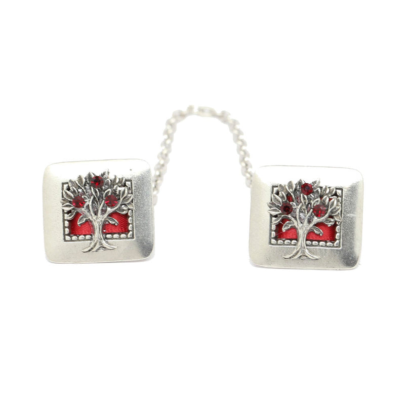 Tallit Clips with Tree of Life on Red