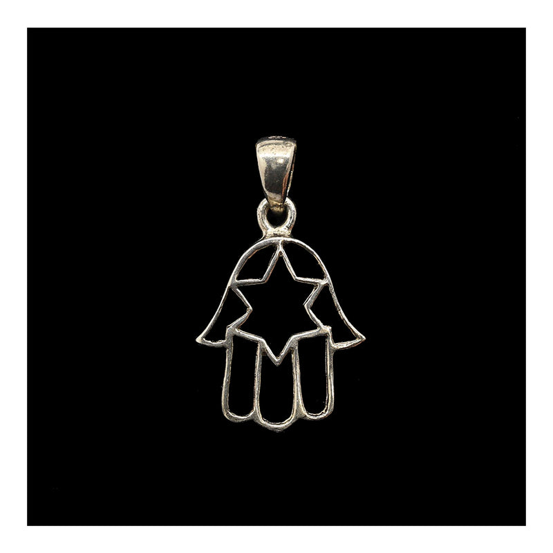 Pendant- Hamsa with Star of David Palm in Sterling Silver