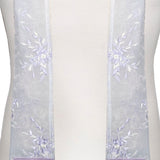 Tallit in Sheer White and Lavender Embroidered Flowers