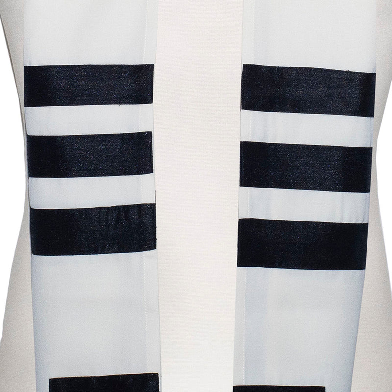Ivory with Black Ribbons Tallit Set