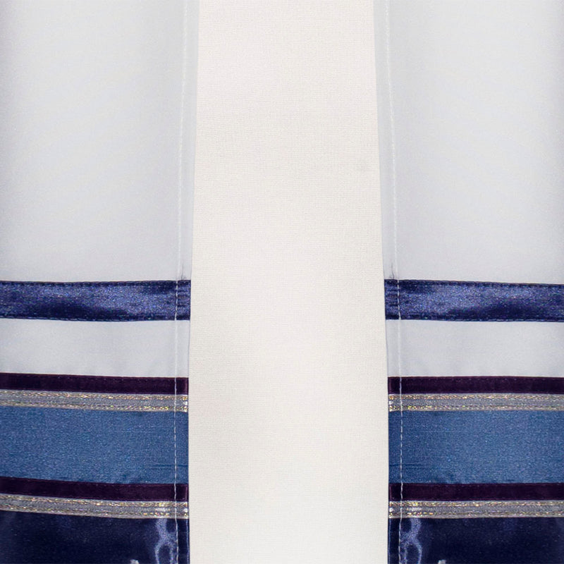 Tallit set with Blue, Purple, Maroon and Gold Ribbon