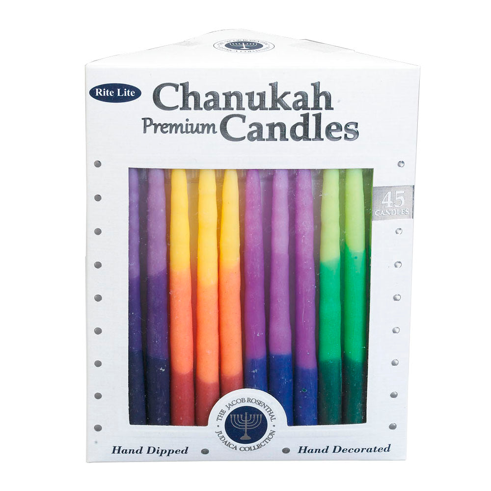 Premium Chanukah Candles - Multi Tri-Colo