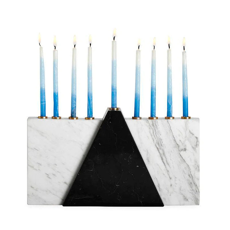 Canaan Black & White Marble Hanukkiah