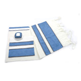 Tallit Set- Colorado (Blue Brocade with Black Trim)
