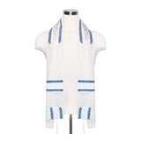 Tallit and Bag Wool with Blue and White Trim