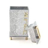 Lidded Frumma Tzedakah Box Rose Texture