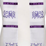 Purple Floral Embroidery Tallit Set