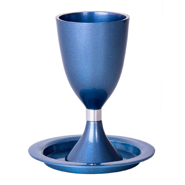 Kiddush Cup and Plate in Blue
