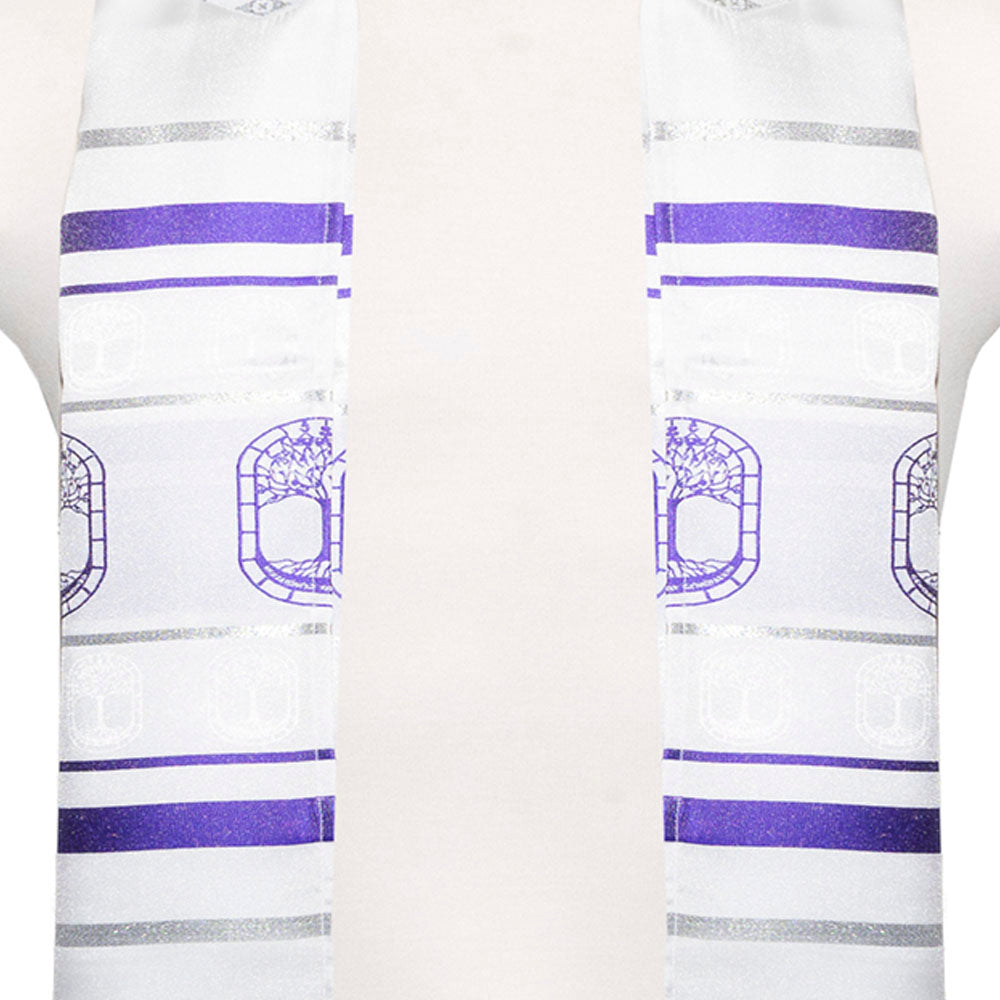 Tallit with Bag Purple Tree of Life Embroidery