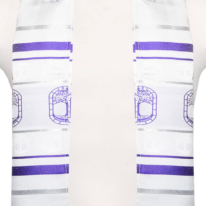Tallit with Bag Purple Tree of Life Embroidery