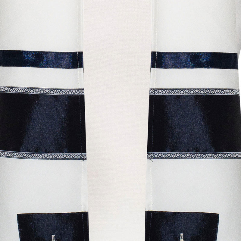 Tallit Set with Navy and Whie Ionic Bands