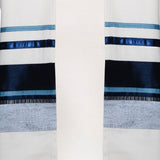 Tallit Cream with Dark Blue and Blue-Gray Ribbons