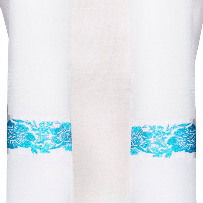 Tallit Set with Blue Flower Embroidery