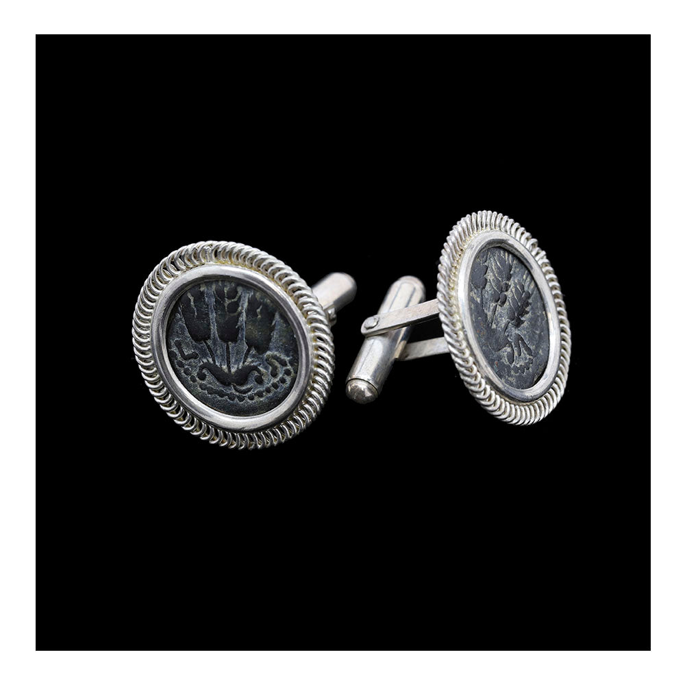 Sterling Silver Cufflinks with Ancient Coin