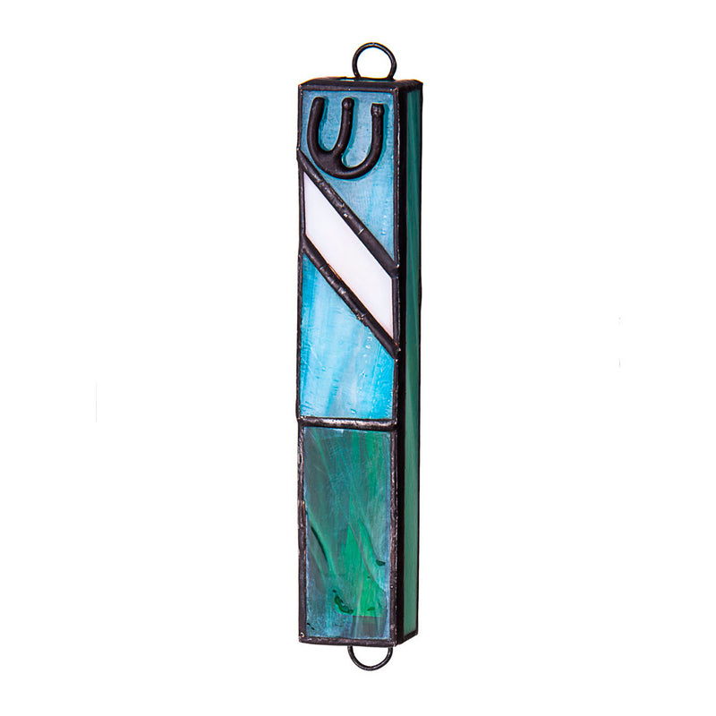 Stained Glass Mezuzah with Simplified Sky Motif