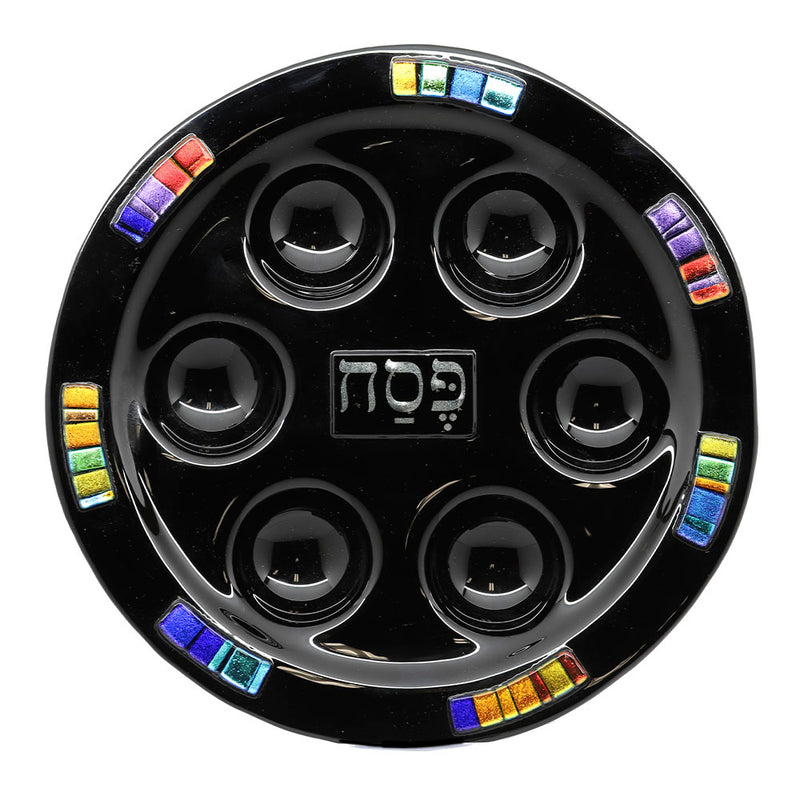 Black Glass Seder Plate by Daryl Cohen