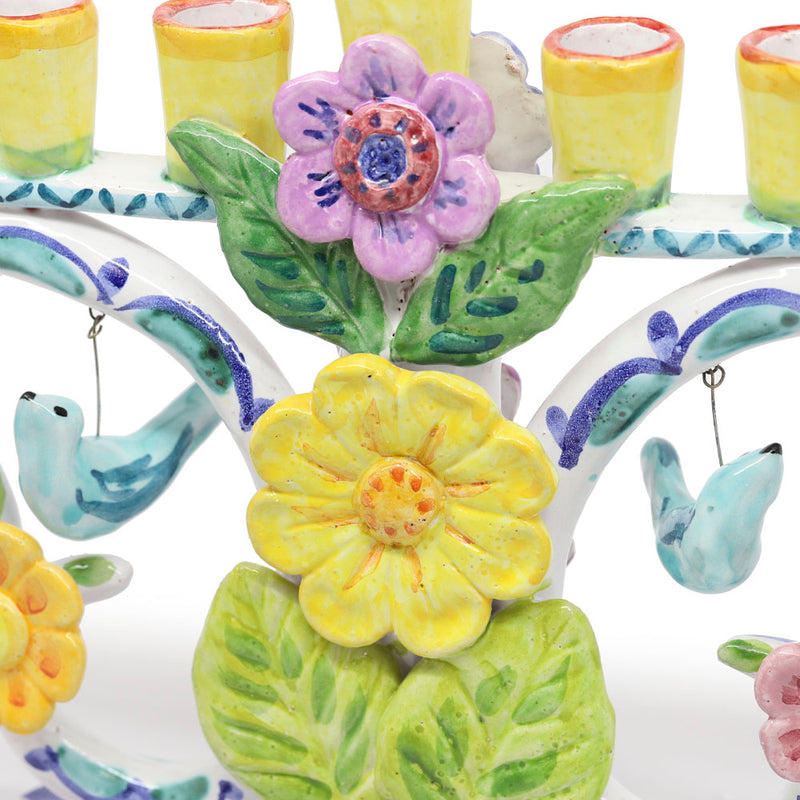 Hannukiah- Ceramic Birds and Pomegranates by Liz Lauter Studio