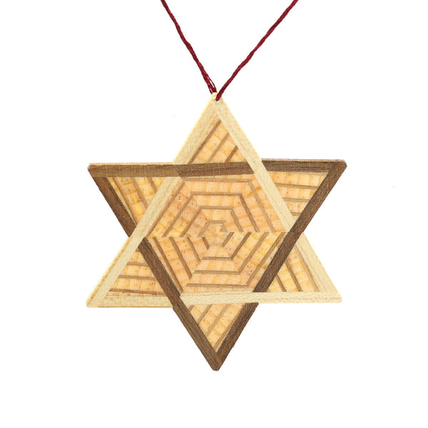 Hand Crafted Transulscent Star of David Wood Ornament